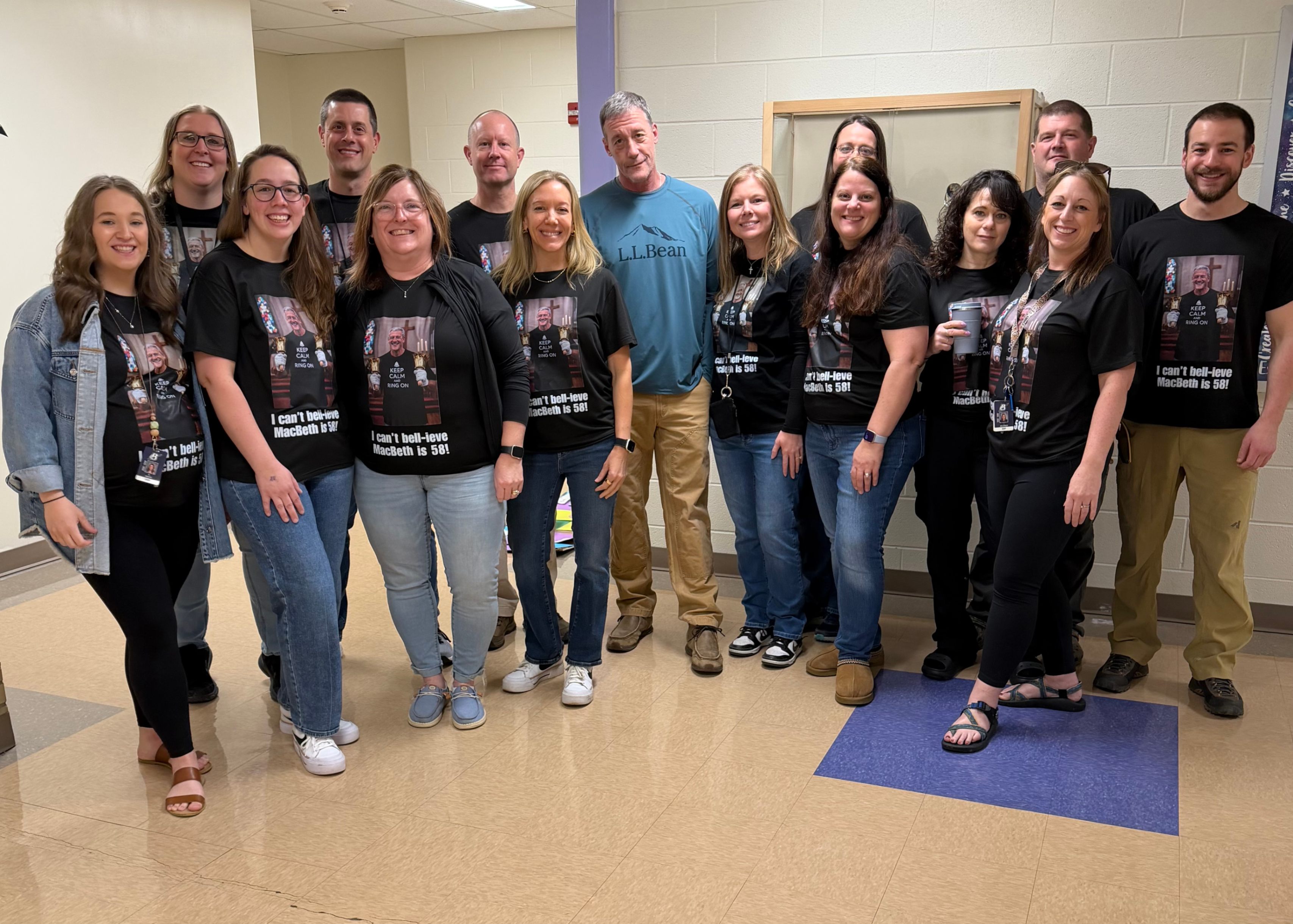Teachers wore t-shirts to honor colleague John MacBeth for this birthday!